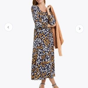 Draper James Floral Midi Dress | Navy | Stretch Knit | Size XS | Like New